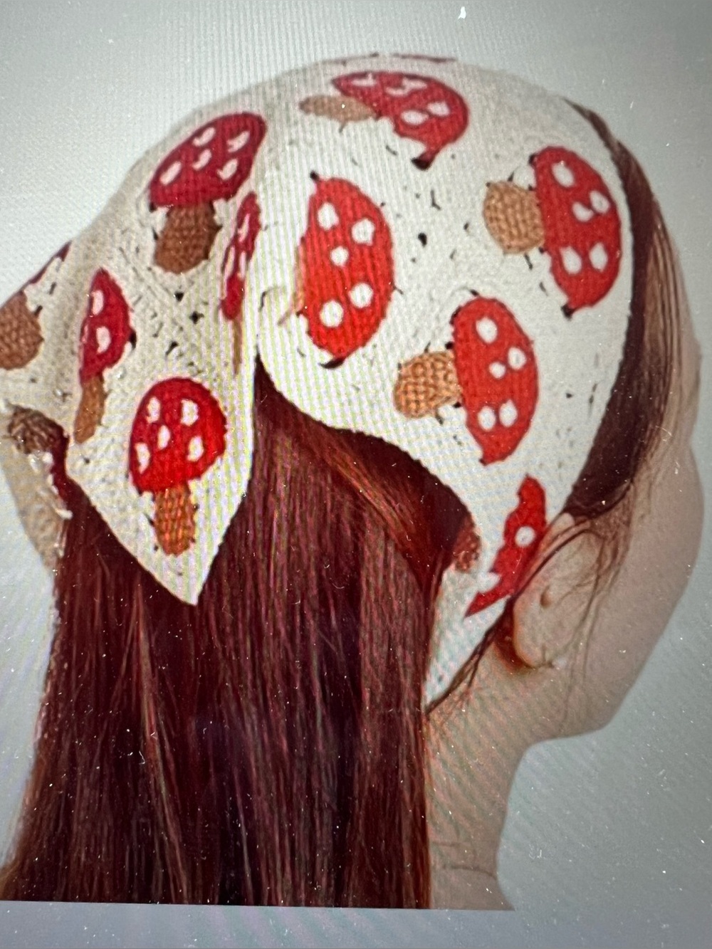 Crochet Mushroom Print Headscarf 🍄